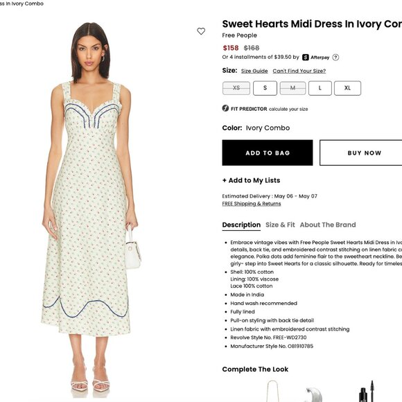 Sweet Hearts Midi Dress In Ivory Combo - Picture 1 of 3